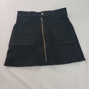 Madewell Women's sz 27 Washed Black Frost Utility DenimPocket Full Zip‎ Skirt